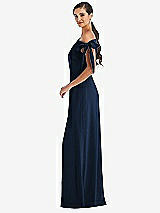 Side View Thumbnail - Midnight Navy Off-the-Shoulder Tie Detail Maxi Dress with Front Slit