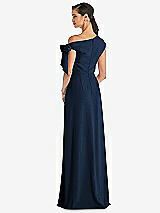 Rear View Thumbnail - Midnight Navy Off-the-Shoulder Tie Detail Maxi Dress with Front Slit