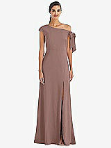 Front View Thumbnail - Sienna Off-the-Shoulder Tie Detail Maxi Dress with Front Slit
