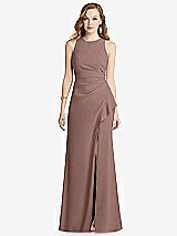 Front View Thumbnail - Sienna Halter Maxi Dress with Cascade Ruffle Slit