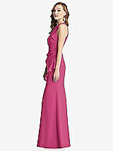 Side View Thumbnail - Tea Rose Halter Maxi Dress with Cascade Ruffle Slit