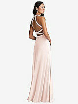 Front View Thumbnail - Blush Stand Collar Halter Maxi Dress with Criss Cross Open-Back