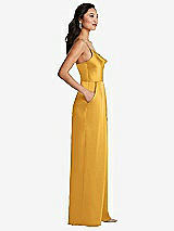 Side View Thumbnail - NYC Yellow Cowl-Neck Spaghetti Strap Maxi Jumpsuit with Pockets