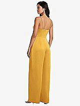 Rear View Thumbnail - NYC Yellow Cowl-Neck Spaghetti Strap Maxi Jumpsuit with Pockets