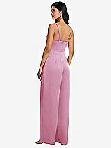 Rear View Thumbnail - Powder Pink Cowl-Neck Spaghetti Strap Maxi Jumpsuit with Pockets
