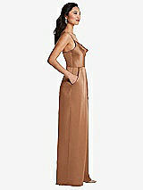 Side View Thumbnail - Toffee Cowl-Neck Spaghetti Strap Maxi Jumpsuit with Pockets
