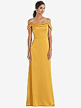 Alt View 1 Thumbnail - NYC Yellow Draped Pleat Off-the-Shoulder Maxi Dress