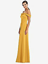 Alt View 2 Thumbnail - NYC Yellow Draped Pleat Off-the-Shoulder Maxi Dress