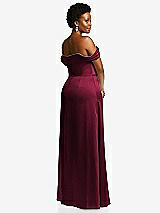 Rear View Thumbnail - Cabernet Draped Pleat Off-the-Shoulder Maxi Dress