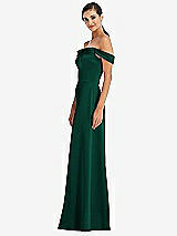Alt View 2 Thumbnail - Hunter Green Draped Pleat Off-the-Shoulder Maxi Dress