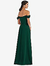 Alt View 3 Thumbnail - Hunter Green Draped Pleat Off-the-Shoulder Maxi Dress