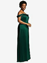 Side View Thumbnail - Hunter Green Draped Pleat Off-the-Shoulder Maxi Dress