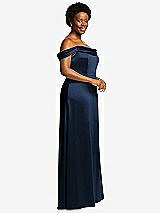 Side View Thumbnail - Midnight Navy Draped Pleat Off-the-Shoulder Maxi Dress