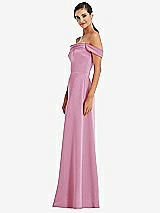Alt View 2 Thumbnail - Powder Pink Draped Pleat Off-the-Shoulder Maxi Dress