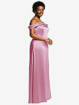 Side View Thumbnail - Powder Pink Draped Pleat Off-the-Shoulder Maxi Dress