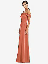 Alt View 2 Thumbnail - Terracotta Copper Draped Pleat Off-the-Shoulder Maxi Dress