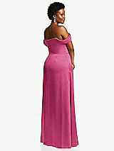 Rear View Thumbnail - Tea Rose Draped Pleat Off-the-Shoulder Maxi Dress
