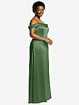 Side View Thumbnail - Vineyard Green Draped Pleat Off-the-Shoulder Maxi Dress