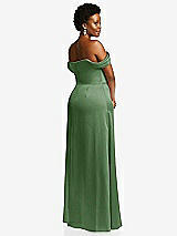 Rear View Thumbnail - Vineyard Green Draped Pleat Off-the-Shoulder Maxi Dress
