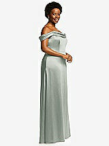 Side View Thumbnail - Willow Green Draped Pleat Off-the-Shoulder Maxi Dress