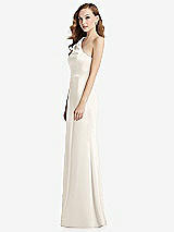 Side View Thumbnail - Ivory Shirred One-Shoulder Satin Trumpet Dress - Maddie