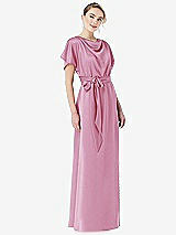 Front View Thumbnail - Powder Pink Cowl-Neck Kimono Sleeve Maxi Dress with Bowed Sash