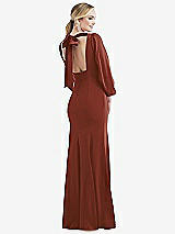 Front View Thumbnail - Auburn Moon & Auburn Moon Bishop Sleeve Open-Back Trumpet Gown with Scarf Tie