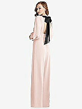 Front View Thumbnail - Blush & Black Bishop Sleeve Open-Back Jumpsuit with Scarf Tie