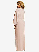 Rear View Thumbnail - Cameo Long Puff Sleeve V-Neck Trumpet Gown