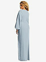 Rear View Thumbnail - Mist Long Puff Sleeve V-Neck Trumpet Gown