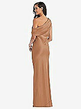 Rear View Thumbnail - Toffee Draped One-Shoulder Convertible Maxi Slip Dress