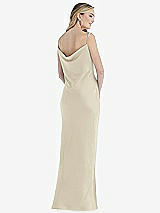 Rear View Thumbnail - Champagne Asymmetrical One-Shoulder Cowl Maxi Slip Dress