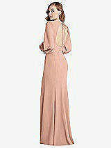 Front View Thumbnail - Pale Peach Long Puff Sleeve Maxi Dress with Cutout Tie-Back