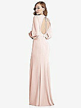Front View Thumbnail - Blush Long Puff Sleeve Maxi Dress with Cutout Tie-Back