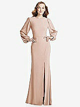 Rear View Thumbnail - Cameo Long Puff Sleeve Maxi Dress with Cutout Tie-Back