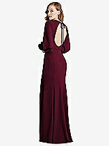 Front View Thumbnail - Cabernet Long Puff Sleeve Maxi Dress with Cutout Tie-Back