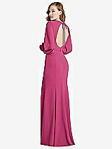 Front View Thumbnail - Tea Rose Long Puff Sleeve Maxi Dress with Cutout Tie-Back