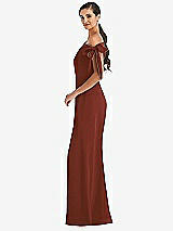 Side View Thumbnail - Auburn Moon Off-the-Shoulder Tie Detail Trumpet Gown with Front Slit