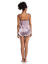 Rear View Thumbnail - Suede Rose Satin Ruffle-Trimmed Lounge Shorts with Pockets - Cali