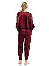 Rear View Thumbnail - Burgundy Satin Joggers with Pockets - Mica
