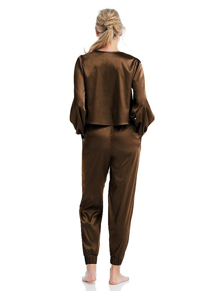 Back View - Latte Satin Joggers with Pockets - Mica