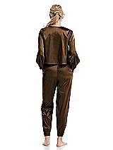 Rear View Thumbnail - Latte Satin Joggers with Pockets - Mica