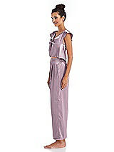 Side View Thumbnail - Suede Rose Satin Ankle Wide-Leg Lounge Pants - Vic