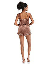 Rear View Thumbnail - Tawny Rose Velvet Ruffle-Trimmed Lounge Shorts with Pockets - Willa