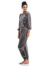 Side View Thumbnail - Caviar Gray Velvet Joggers with Pockets - May