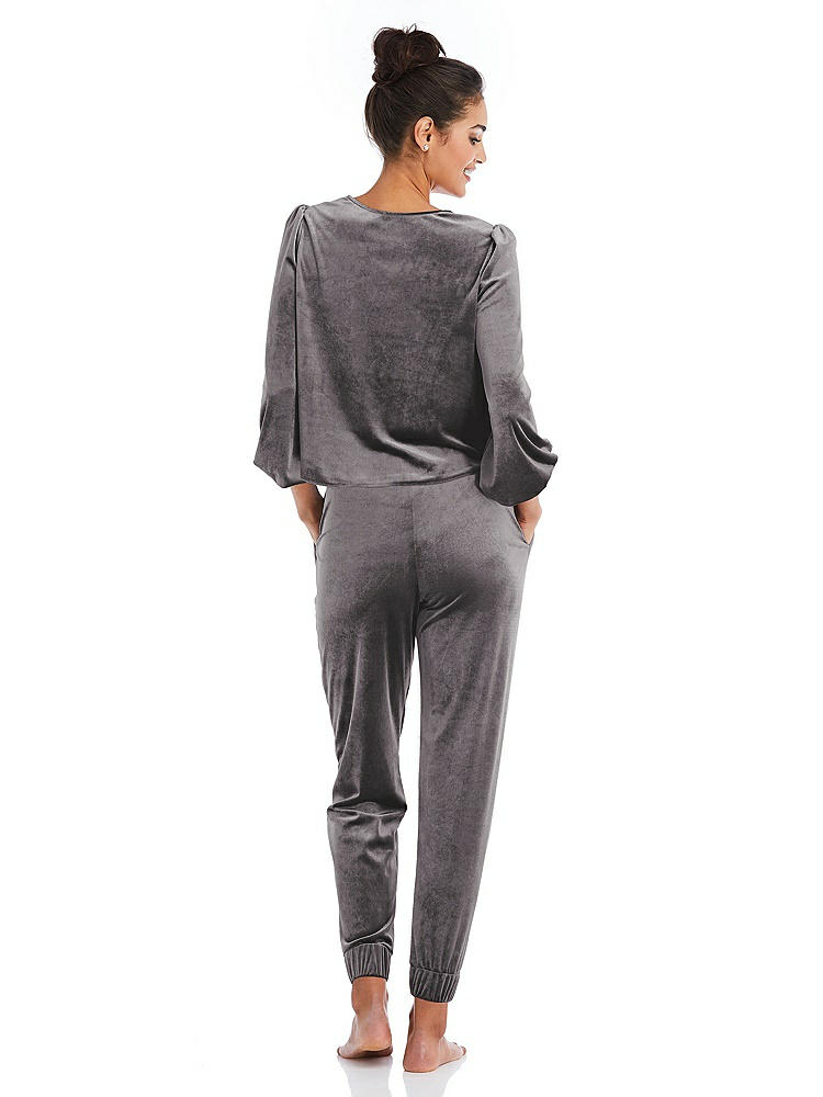 Back View - Caviar Gray Velvet Joggers with Pockets - May
