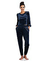 Front View Thumbnail - Midnight Navy Velvet Joggers with Pockets - May