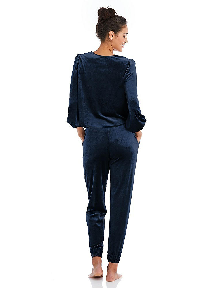 Back View - Midnight Navy Velvet Joggers with Pockets - May