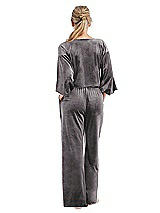 Rear View Thumbnail - Caviar Gray Velvet Lounge Pants with Pockets - Cleo
