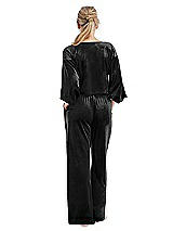 Rear View Thumbnail - Black Velvet Lounge Pants with Pockets - Cleo